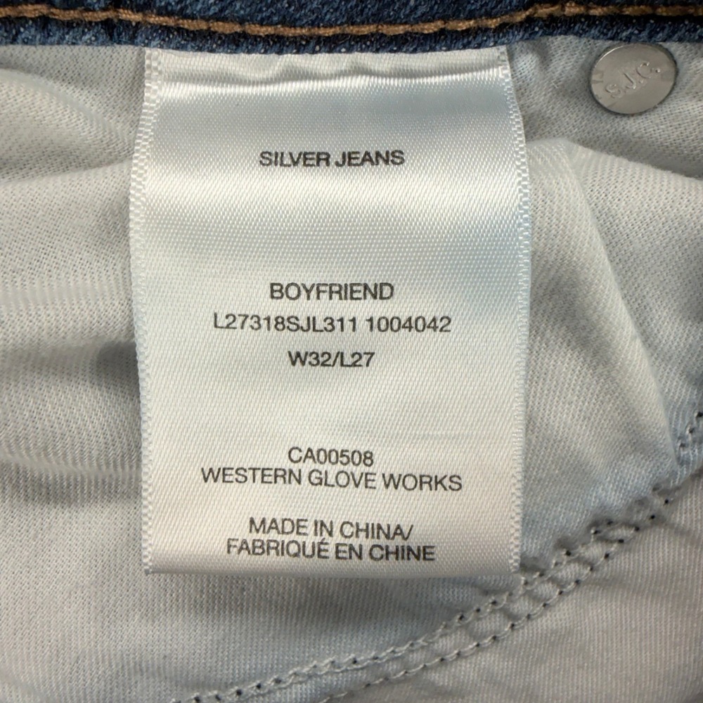 Silver Jeans Co. Boyfriend Jeans Womens W32 L27 Blue Distressed Frayed Hem - Picture 3 of 9